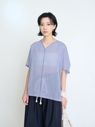 微風V型滾邊罩衫-桃膠