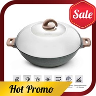 BEST SELLER [ Local Ready Stocks ] iGOZO AMOZONAS 36CM NON-STICK PREMIUM GRANITE WOK + GLASS LID FREE : 1. WOODEN SPATU