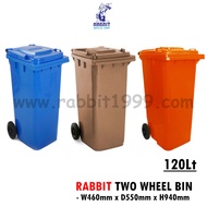 RABBIT TWO WHEEL BIN - 120Lt - colour - rubbish bin / 120 rubbish bin / 120 green plastic bin / two 