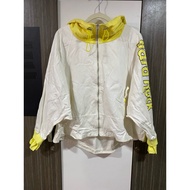 T1.Front Zip Hooded Jacket Batwing Style Oversized Screen-Printed Sleeves And Back There Is A Bag. A