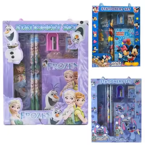 2026 ！！ 6 unids/set Frozen Mickey Stitch papelería Set regalos escolares con lápiz sacapuntas borrad