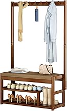YVYKFZD Hall Tree Shoe Storage, 3-in-1 Entryway Coat Rack, Freestanding Coat Rack Stand with Bench,