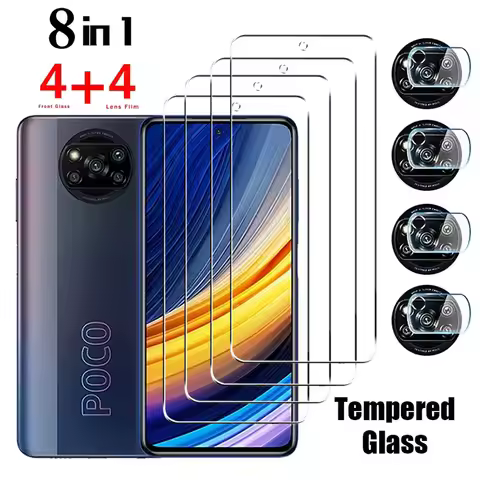 8 in 1 Tempered Glass for Xiaomi POCO X3 X5 X6 X4 Pro F4 GT NFC Screen Protector for POCO C65 C40 M5