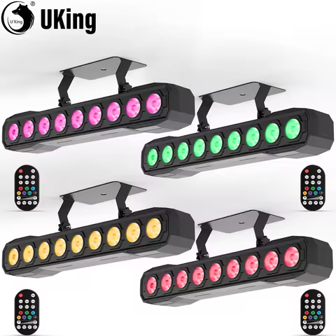 U'King 4Pcs 60W Wall Wash Light Bar 9LEDs RGBW DJ Stage Light Bar With Remote Control For Wedding Pa