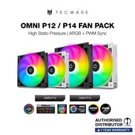 Tecware Omni P12 / P14 Fan Packs, 4pin PWM + 3pin ARGB, 1800 RPM, PWM + ARGB SYNC [2 Color Options]