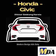 (HONDA - CIVIC) Sticker of Car Backside, Sticker Belakang Honda Civic ,Custom No. Plat, Color.-- [1p
