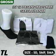 [12 PAIRS] 1 Dozen SOLLUUUSOCK School Socks White Soleluu Socks Elementary School Middle School High