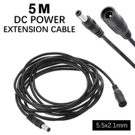 5M 12V DC Power Supply Wire Extension Cable Male Female Power Cord Cable Extend Wire Power Extension Cord Power Adapter For CCTV IP Camera-5.5*2.1mm