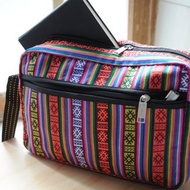 繽紛民族圖騰棉質斜背包 輕便包 側背包 肩背包 旅行包-南美洲色