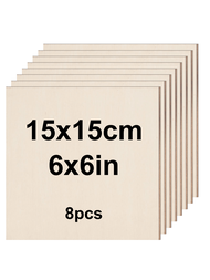 4/8 ชิ้น แผ่นไม้ยางพารา 6 X 6 x 0.8 นิ้ว - หนา 2 มม. แผ่นไม้ยางพารา บอร์ดไม้เหลี่ยม แผ่นไม้ ธรรมชาติ