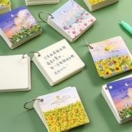 80 Pcs Oil Painting Landscape Iron Ring Memo Pad Diy Blank Loose Leaf English Word Book Portable Mes
