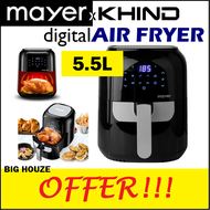 [ORIGINAL] Khind Mayer 5.5L Digital Air Fryer MMAF501D with 7 Preset Menu 1400W (Better spec than MMAF505)