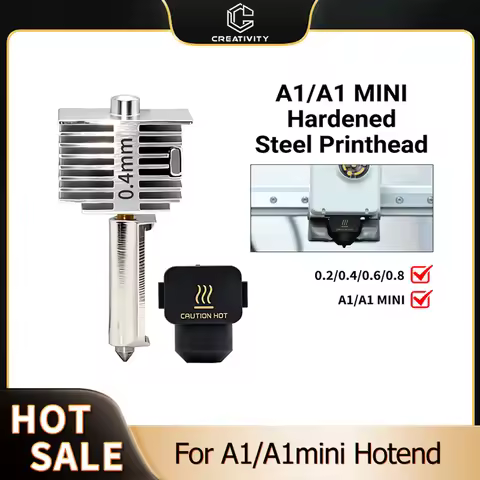 Hotend Kit For Bamboo A1 A1 Mini One-Pieace Stainless Steel Nozzle Hotend 0.2/0.4/0.6/0.8mm For A1 A