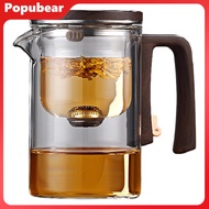 Woeuri Borosilicate Glass Teapot Wooden Handle Teapot Glass Tea Pot with Infuser and Wooden Handle H