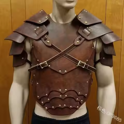 Medieval Steampunk PU Leather Cuirass Viking Knight Gladiator Pirate Cosplay Costume Chest Armor Ves
