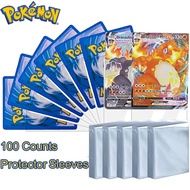 100pcs Transparent Pokemon Card Sleeves Protector Playing Games VMAX Yugioh Pokemon Cards Case Holder Folder Kids Toy