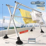 東西物聚 - 包送貨-晾衫架曬衣架 掛衣架晾鞋架 加粗加厚不鏽鋼三桿1.6米 防風大腳 可折疊+可伸縮+戶外防風 落地簡易晾衣架 收納置物架