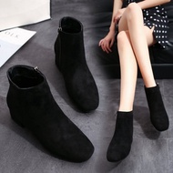 Fall 2019 new Korean version of medium heel simple Suede Boots Martin boots fashion boots