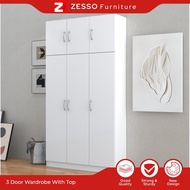 ZESSO 3 Doors WARDROBE WITH SHELF/ almari baju /kabinet baju/almari baju budak/Almari/Ikea Wardrobe