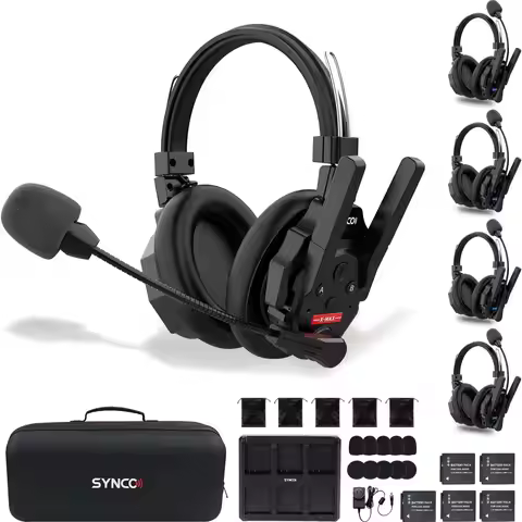 SYNCO XTALK XMax Wireless Intercom Headset Two-Ear Headset 500m Range 24h Battery for Event Film Pro