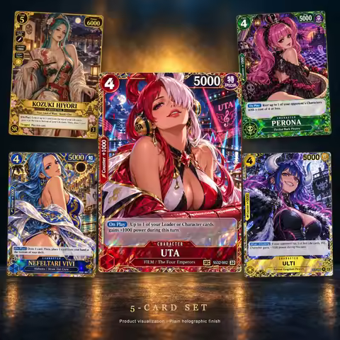 5Pcs One Piece Cards OTCG Premium Full Art Style Custom Kozuki Hiyori Uta Perona Nefertari Vivi Ulti