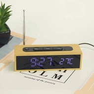 KY&amp; NewLEDBamboo Radio Clock Simple Bamboo Digital Alarm Clock Simple Gifts Radio Clock G2XG