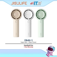 JISULIFE Portable Handheld Fan FA42-1 High-Speed Turbo Cooling Fan with Rechargeable Battery for Tra