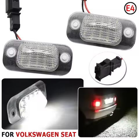 2Pcs White LED Number License Plate Lights For VW Golf Mk3 Polo 3 Classic Cabriolet Seat Ibiza Cordo