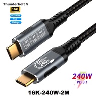 Thunderbolt 5 Type-Cสาย 16K 30Hz 8K 48V/5A PD240W 80Gbps Type-CถึงUSB CสําหรับiPhone 15 Proแท็บเล็