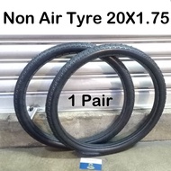 Non Air 20X1.75 Bicycle Tyre Tayar mati Basikal BMX Tanpa Tuib 20 Inci 1 Pair Solid filled Tyre