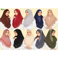 ALFARO TUDUNG SARUNG CHIFFON 2 LAYER LACE LASER CUT BATU MANIK (SAIZ L & XL)