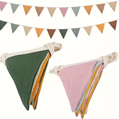 1pc 2.6m/102.36in Fabric Pennant Flags, Holiday Party Bunting, Nursery Wreath, for Birthdays, Weddin