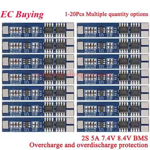 2S 5A 7.4V/8.4V 18650 Lithium Battery Charger Board BMS PCM For Li-ion Lipo Cell Pack Over Charge-Di