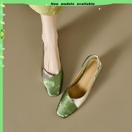 Chinese high heels elle heels Jumei 4cm cetakan retro sandal kepala persegi Cina baru wanita tumit t