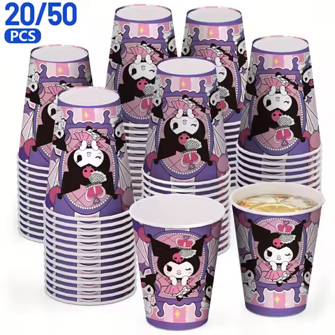 20/50pcs Sanrio for Kuromi Uncoated Paper Cups for Multipurpose,Perfect for Birthday, Christmas,Hanu