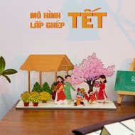 2. Mini 3D Wooden Tabletop Model – CNY Market Theme, Spring Street
