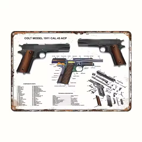 Colt 1911 Metal Wall Art Vintage Sign for Home Bar Garage Decor Rustproof