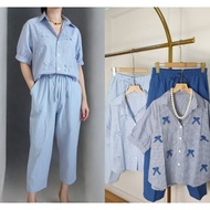 SET 7/8 SQUARED RIBBON COTTON LINEN