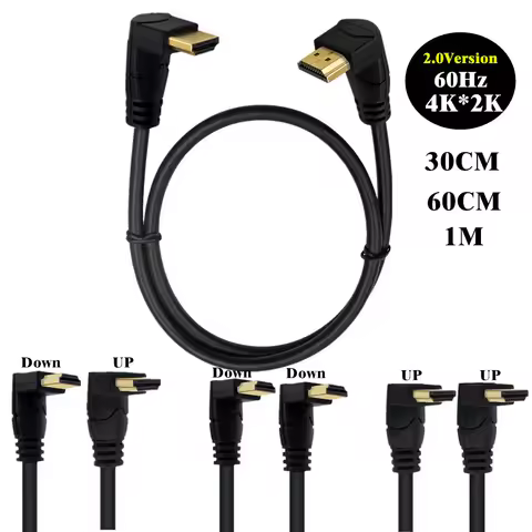 4K HDTV 2.0 Cable 90/270 Degree Elbow Up Down Angle HDMI-compatible To HD Cable 0.3m 1.8m 2K*4K For 
