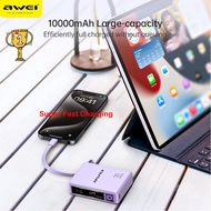 [SG] AWEI P87K 10000mAh 30W PowerBank Built-In Cable Power Bank Portable Mini Powerbank 30W Fast Cha