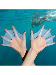 1對矽膠鯊魚鰭：適用於戶外潛水和游泳的完美鯊魚鰭手套,顏色以實際產品為準