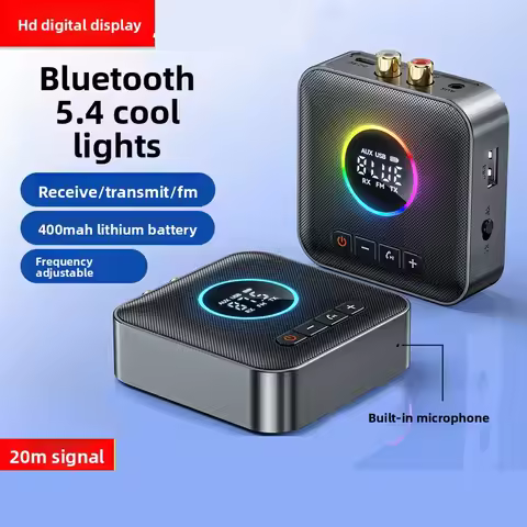 RGB FM RX TX Bluetooth 5.4 Audio Transmitter Receiver 3.5mm AUX Stereo RCA LED Display Wireless Adap