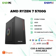 EasyPC| Ryzen 7 5700G| A520/B450M| 8GB/16 DDR4 /| 240GB/500SSD| M-ATX w/ 700W| Desktop computer set