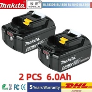 全新，全新， แบตเตอรี่ชาร์จใหม่ 18V 6.0Ah ของแท้ 100% สำหรับเครื่องมือไฟฟ้า Makita BL1830 BL1830B BL1840 B