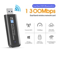 Wifi Adapter Wireless Adapter 1300Mbps 5Ghz & 2.4GHz Dual Band USB WiFi for PC Computer USB WiFi Ada