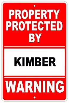 Farmhouse Garage Parking Yard Metal Sign for Wall Decor Vintage Plaque Protected by Kimber Gun Pisto
