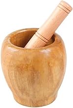 CS-YMQ Mortar and Pestle Solid Wood Mortar &amp; Pestle Grinding Bowl Set Grinder Garlic Grinder Household Manual Grinder Bowl for Spices, Seasonings mortar&amp;pestle (Color : As picture, Size : -)