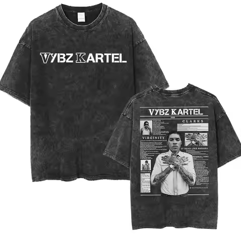 Rapper Vybz Kartel Tour 2025 New Album T-Shirt Mens Hip Hop Gothic Short Sleeve T Shirt Vintage Over