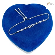 Gelang Perak Asli 925 Silver Lapis Emas Putih - Model Serut Permata - Perhiasan Perak Wanita - Fashi