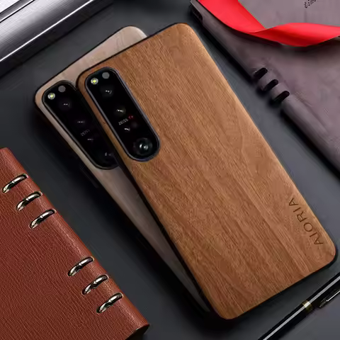 Case for Sony Xperia 1 V IV 5 1 III Funda Bamboo Wood Pattern Leather Design Back Cover for Sony Xpe